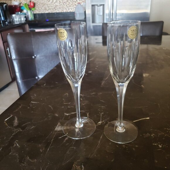 KROSNO Hand blown set of 2 hand polished hand cut champagne clear glass - Picture 10 of 12